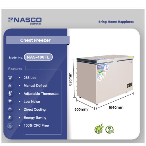 NASCO NAS-400FL 288 LTR CHEST FREEZER - SILVER