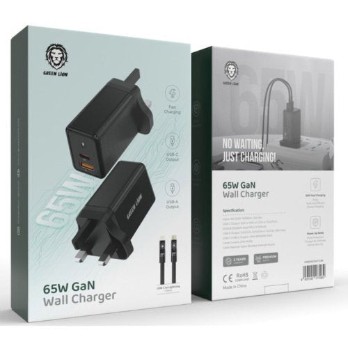 GREEN LION 65W GAN WALL CHARGER BLACK - CompuGhana