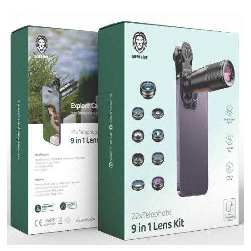 GREEN LION 9IN1 LENS KIT 22X TELEPHOTO BLACK - CompuGhana