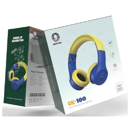 GREEN LION GK - 100 KIDS WIRELESS HEADPHONE BLUE/PINK - BLUE/YELLOW - CompuGhana