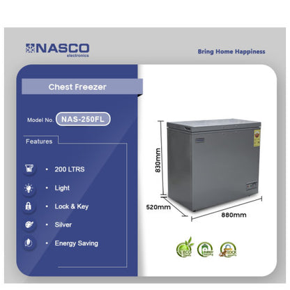 NASCO 200LTRS CHEST FREZERS NAS-250FL