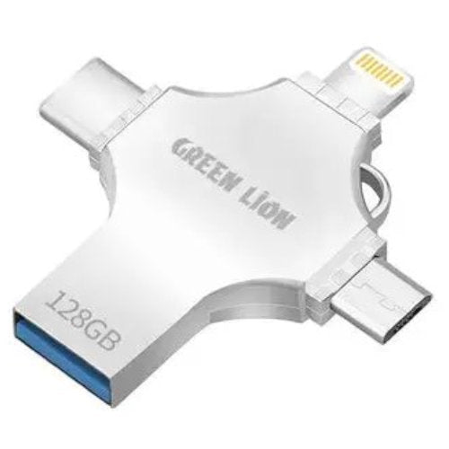 GREEN LION 128GB 4IN1 USB FLASH DRIVER SILVER