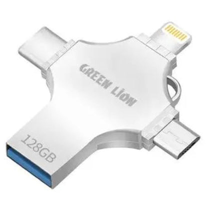 GREEN LION 128GB 4IN1 USB FLASH DRIVER SILVER