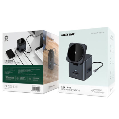 GREEN LION 9-IN-1 HUB DOCKING STATION BLACK