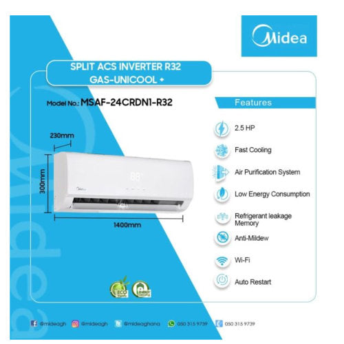 MIDEA  2.5HP R32 UNICOOL+ INVERTER AIR CONDITIONER
