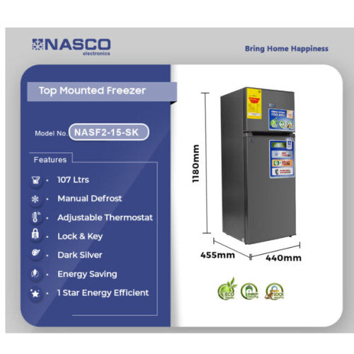NASCO 107L TOP MOUNT FRIDGE