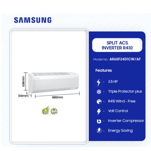 SAMSUNG 2.5HP INVERTER R410 WIND FREE AIR CONDITION - CompuGhana