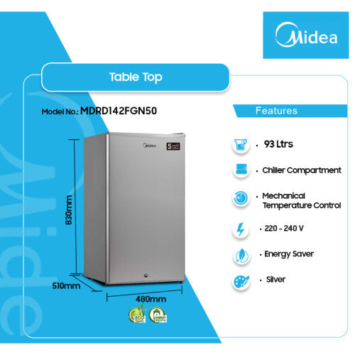 MIDEA  93L MDRD142FGN50 TABLE TOP FRIDGE
