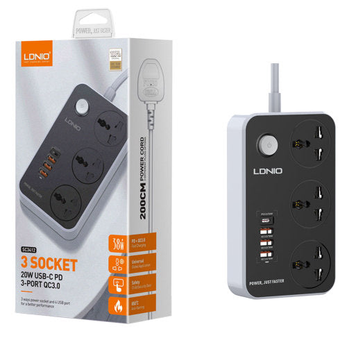 LDNIO UNIVERSAL 3 PORTS + 4 USB POWER SOCKET