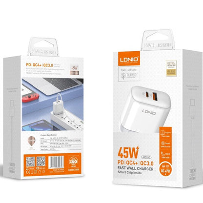 LDNIO A2526C FAST WALL CHARGER 45W USB-A TO USB-C