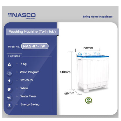 NASCO 7KG NASTL-B70FL TOP LOAD WASHING MACHINE