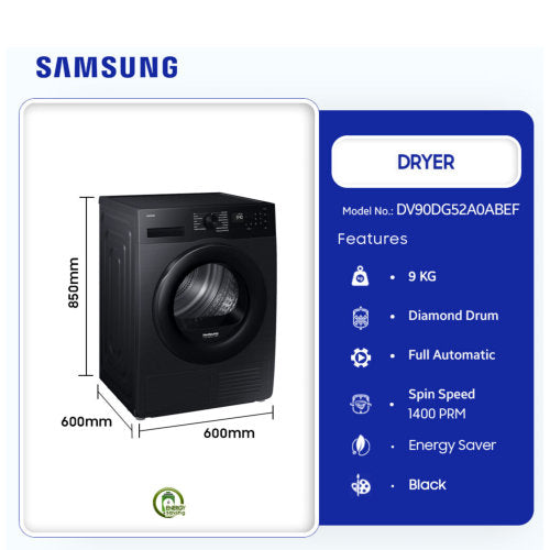 SAMSUNG 9KG DRYER MACHINE BLACK
