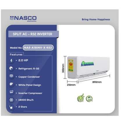 NASCO 2.0HP INVERTER R32 NAS - A18INV - X - R32 AIR CONDITION - CompuGhana