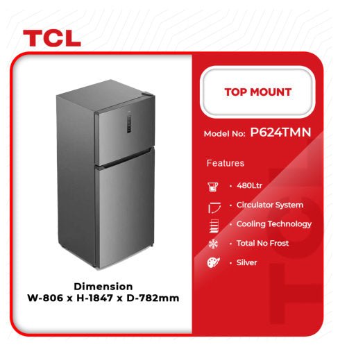 TCL 480L TOP MOUNT FRIDGE P624TMG - CompuGhana