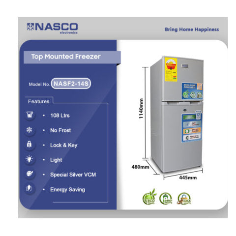 NASCO 109LTR TOP MOUNT REFRIGERATOR