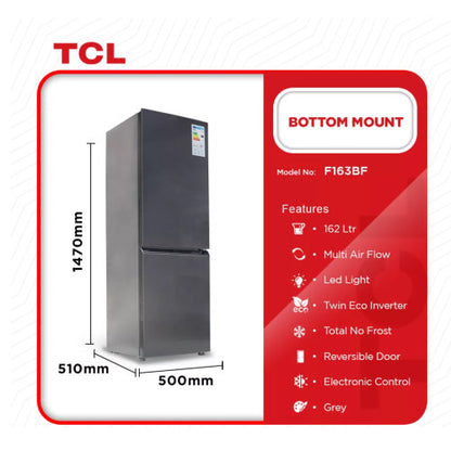 TCL 162 LTRS BOTTOM MOUNT FRIDGE