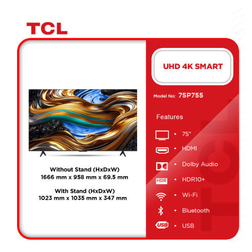 TCL LED 75P755 UHD 4K SMART ANDROID TELEVISION
