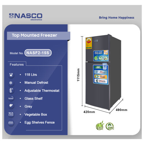 NASCO 118L  TABLE TOP FRIDGE SILVER