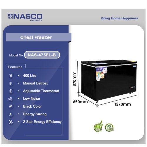NASCO 400L CHEST FREEZER NAS - 475FL - B BLACK - CompuGhana