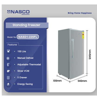 NASCO 150L STANDING FREEZER  SILVER