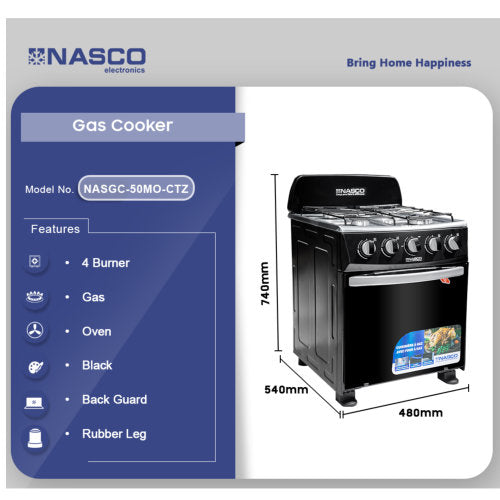 NASCO 4 BURNERS GAS COOKER OVEN
