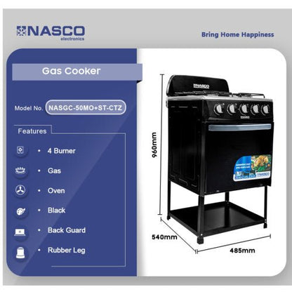 NASCO 4 BURNERS GAS COOKER OVEN - NASGC - 50MO+ST - CTZ - CompuGhana