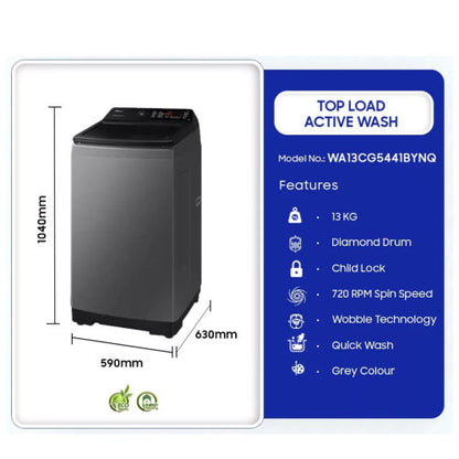 SAMSUNG 13KG TOP LOAD WA13CG5441BY ACTIVE WASH WASHING MACHINE