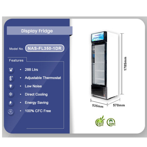 NASCO 288L DISPLAY FRIDGE WHITE