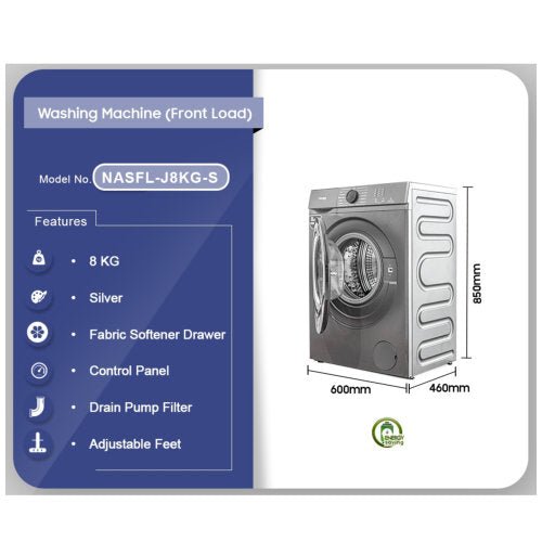 NASCO 8KG - FRONT LOAD WASHING MACHINE - CompuGhana