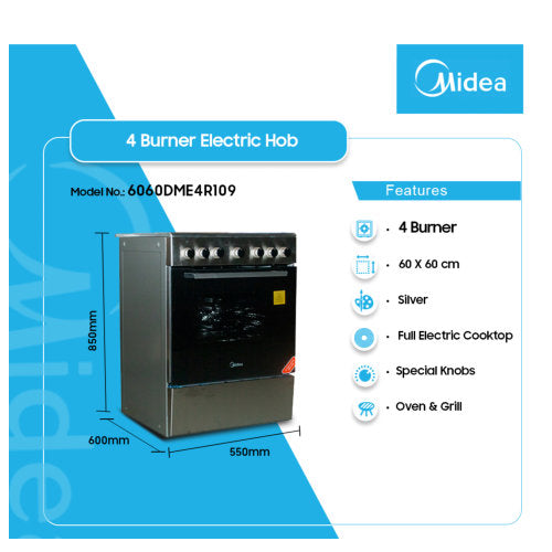 MIDEA 60X60 4 HOBS 6060DME4R109 FULL ELECTRIC COOKERS