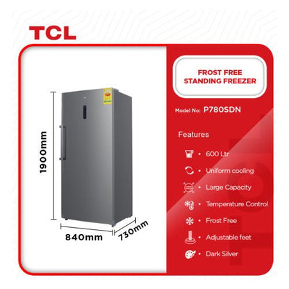 TCL 600L STAINLESS STEEL STANDING FREEZER P780SDN - CompuGhana