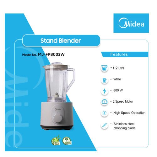 MIDEA 1.2L 800W BLENDER WHITE MJ - FP8003W - CompuGhana