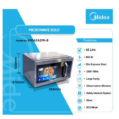 MIDEA EM142A2MI - B 42L SOLO MICROWAVE SILVER - CompuGhana