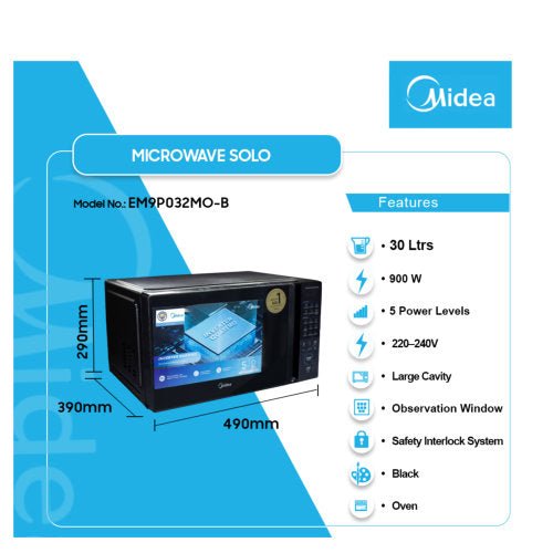 MIDEA MICROWAVE SOLO 30L BLACK EM9P032MO - B - CompuGhana
