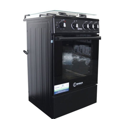 SIGMA 50X55 3 BURNERS GAS + 1 ELECTRIC OVEN GRILL GAS COOKER BLACK - CompuGhana