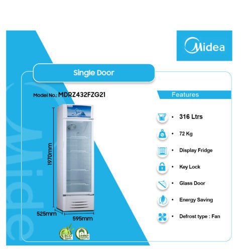 MIDEA 400L DISPLAY FRIDGE MDRZ432FZG21 - CompuGhana