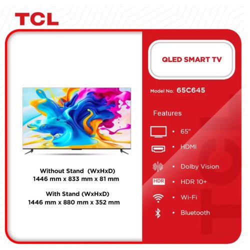 TCL 65'' QLED 65T6D UHD 4K SMART ANDROID TELEVISION - CompuGhana