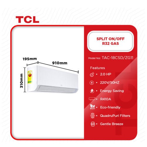TCL 2.0HP R32 TAC - 18CSD/ZG11 AIR CONDITION - CompuGhana