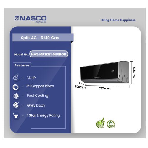 NASCO 2.0HP R32 NAS - MR18N1 - MIRROR AIR CONDITION - CompuGhana