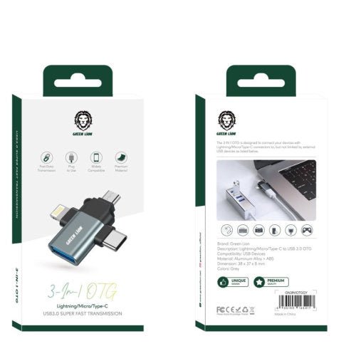 GREEN 3 IN 1 OTG ADAPTER GRAY - CompuGhana