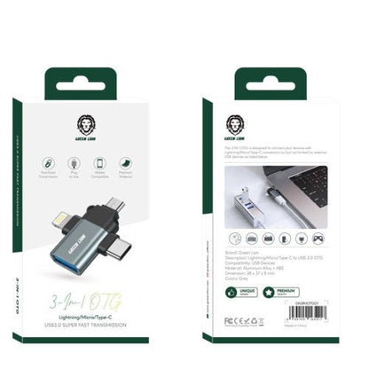 GREEN 3 IN 1 OTG ADAPTER GRAY - CompuGhana