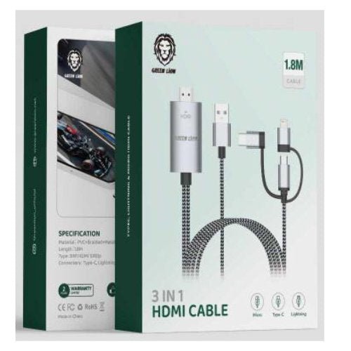 GREEN LION 3IN1 HDMI CABLE 1.8M BLACK - CompuGhana