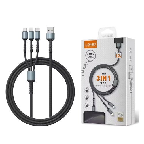 LDNIO 3IN1 FAST CHARGING DATA CABLE LC93 - CompuGhana