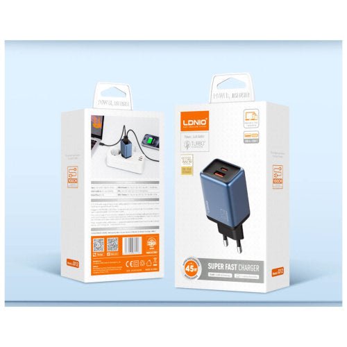 LDNIO Q12 GAN45W SUPER FAST CHARGER TYPE - C TO TYPE - C - CompuGhana