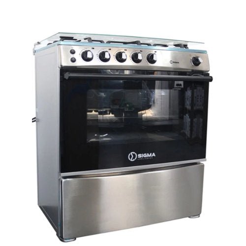 SIGMA 80X60 5 BURNERS OVEN WITH GRILL GAS COOKER STAINLESS STEEL - CompuGhana