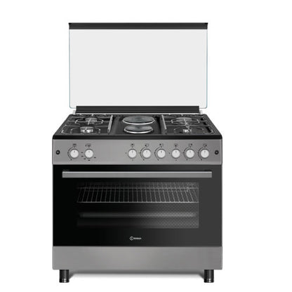 SIGMA GAS COOKER 90X60 4 BURNERS GAS 2 ELECTRIC OVEN GRILL SILVER - CompuGhana