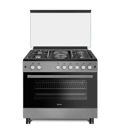 SIGMA GAS COOKER 90X60 4 BURNERS GAS 2 ELECTRIC OVEN GRILL SILVER - CompuGhana