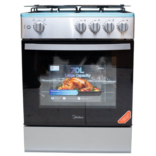MIDEA 60X60 4 BURNERS GRILL GAS COOKER 24TMG4G081 - S SILVER - CompuGhana