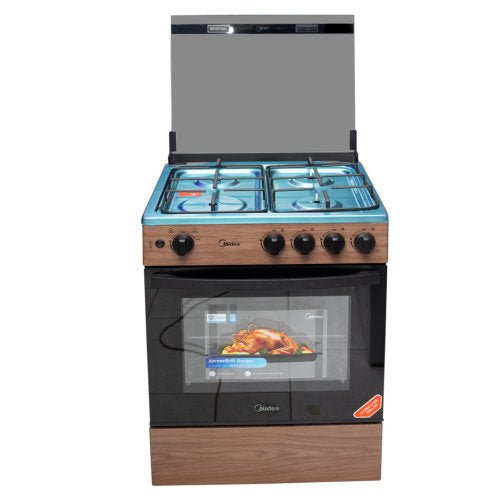 MIDEA 4 BURNERS 60X60 GRILL WOOD GAS COOKER 24TMG4G081 - WD - CompuGhana