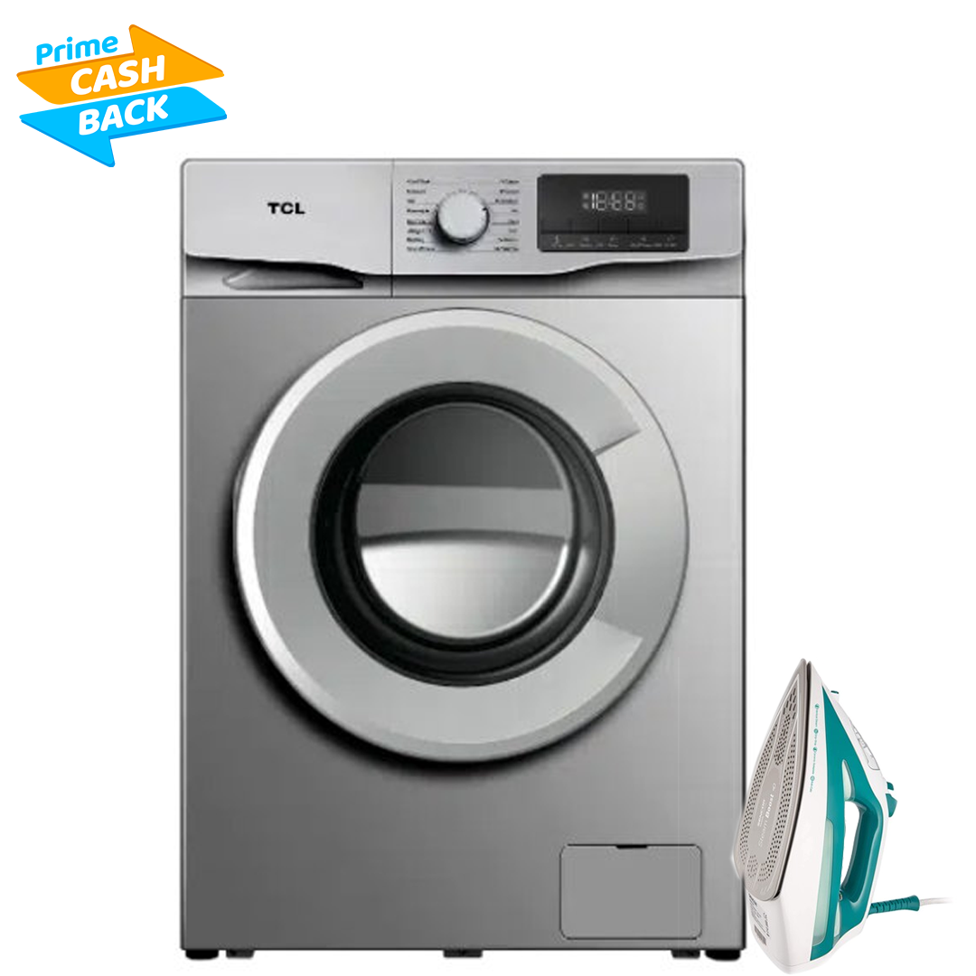 TCL 8KG FRONT LOAD WASHING MACHINE  SILVER